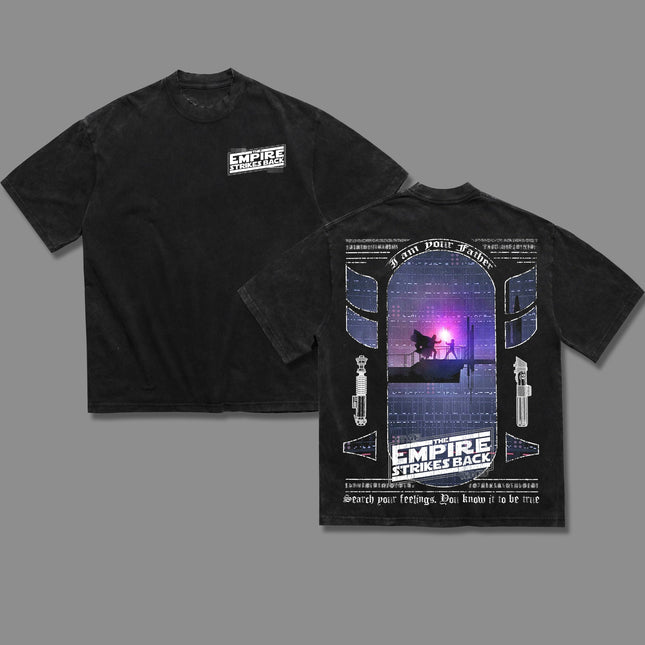 Luke Skywalker VS Darth Vader V2 Star wars Empire Strikes Back Washed T-Shirt 100% Cotton