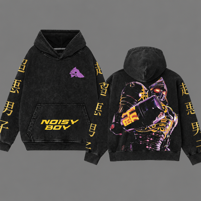 Noisy Boy Special Hoodie Real Steel x Racing Washed T-Shirt 100% Cotton