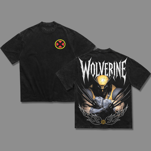 Wolverine Logan X-Men Marvel Comic Washed T-Shirt 100%